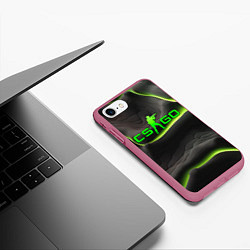 Чехол iPhone 7/8 матовый CSGO green black logo, цвет: 3D-малиновый — фото 2
