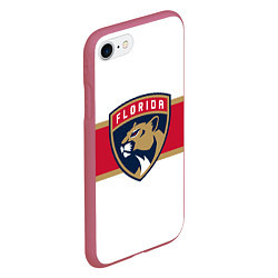 Чехол iPhone 7/8 матовый Florida panthers - uniform - hockey, цвет: 3D-малиновый — фото 2