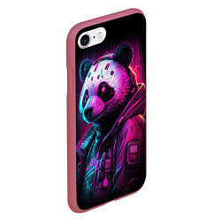 Чехол iPhone 7/8 матовый Panda cyberpunk, цвет: 3D-малиновый — фото 2