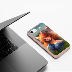 Чехол iPhone 7/8 матовый Девушка лисица, цвет: 3D-светло-розовый — фото 2