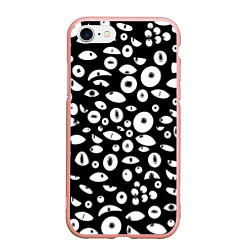 Чехол iPhone 7/8 матовый Черно-белые глаза, цвет: 3D-светло-розовый