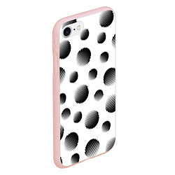 Чехол iPhone 7/8 матовый Черные полосатые шары на белом, цвет: 3D-светло-розовый — фото 2