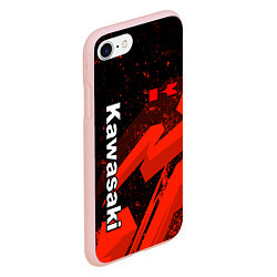 Чехол iPhone 7/8 матовый Кавасаки - красные брызги, цвет: 3D-светло-розовый — фото 2
