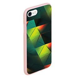 Чехол iPhone 7/8 матовый Геометрические зеленые фигуры, цвет: 3D-светло-розовый — фото 2