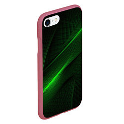 Чехол iPhone 7/8 матовый Green neon lines, цвет: 3D-малиновый — фото 2