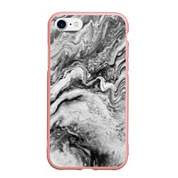 Чехол iPhone 7/8 матовый Черно-белая мраморная абстракция, цвет: 3D-светло-розовый