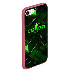 Чехол iPhone 7/8 матовый CSGO green abstract elements, цвет: 3D-малиновый — фото 2