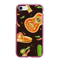 Чехол iPhone 7/8 матовый Мексиканское веселье, цвет: 3D-малиновый