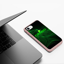 Чехол iPhone 7/8 матовый CSGO green lines, цвет: 3D-светло-розовый — фото 2