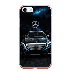 Чехол iPhone 7/8 матовый Mercedes Benz space background, цвет: 3D-светло-розовый