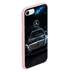 Чехол iPhone 7/8 матовый Mercedes Benz space background, цвет: 3D-светло-розовый — фото 2
