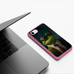 Чехол iPhone 7/8 матовый Лягушонок Пепе, цвет: 3D-малиновый — фото 2