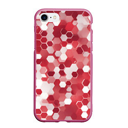 Чехол iPhone 7/8 матовый Кибер Hexagon Красный, цвет: 3D-малиновый