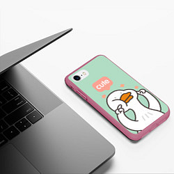 Чехол iPhone 7/8 матовый Dear goose - кавайный, цвет: 3D-малиновый — фото 2