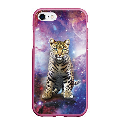 Чехол iPhone 7/8 матовый Space leopard, цвет: 3D-малиновый