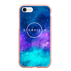 Чехол iPhone 7/8 матовый Starfield space logo, цвет: 3D-светло-розовый