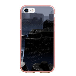 Чехол iPhone 7/8 матовый Тёмный киберпанковый город, цвет: 3D-светло-розовый