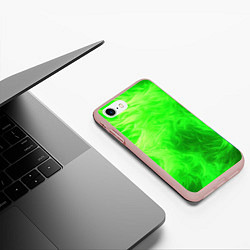 Чехол iPhone 7/8 матовый Яркий зеленый фон, цвет: 3D-светло-розовый — фото 2