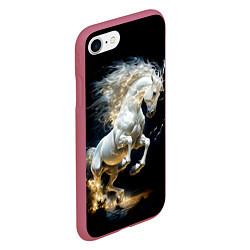 Чехол iPhone 7/8 матовый Конь Белая молния, цвет: 3D-малиновый — фото 2