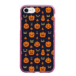 Чехол iPhone 7/8 матовый Хэллоуин - узор, цвет: 3D-малиновый