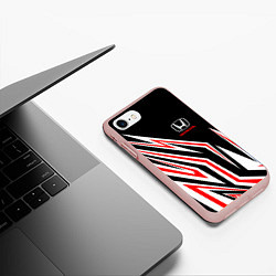 Чехол iPhone 7/8 матовый Хонда - белый и красный, цвет: 3D-светло-розовый — фото 2