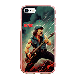 Чехол iPhone 7/8 матовый AC DC rock, цвет: 3D-светло-розовый