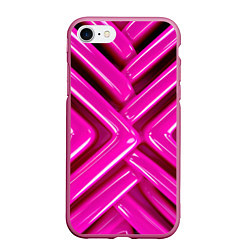 Чехол iPhone 7/8 матовый Розовые абстрактные трубочки, цвет: 3D-малиновый