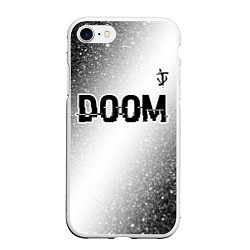 Чехол iPhone 7/8 матовый Doom glitch на светлом фоне: символ сверху