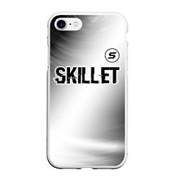 Чехол iPhone 7/8 матовый Skillet glitch на светлом фоне: символ сверху, цвет: 3D-белый