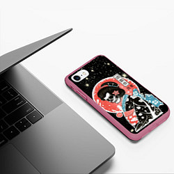 Чехол iPhone 7/8 матовый Гейша Японии в кимоно - смерть полнолуние, цвет: 3D-малиновый — фото 2