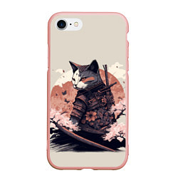 Чехол iPhone 7/8 матовый Боевой котенок ниндзя - японская сакура, цвет: 3D-светло-розовый