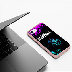 Чехол iPhone 7/8 матовый Rainbow six неоновые краски, цвет: 3D-светло-розовый — фото 2