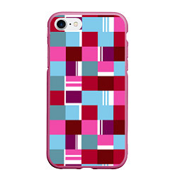 Чехол iPhone 7/8 матовый Ретро квадраты вишнёвые, цвет: 3D-малиновый