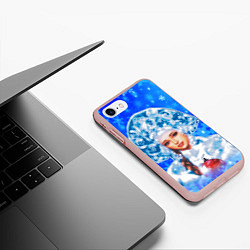 Чехол iPhone 7/8 матовый Красивая русская снегурочка, цвет: 3D-светло-розовый — фото 2