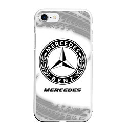 Чехол iPhone 7/8 матовый Mercedes speed на светлом фоне со следами шин