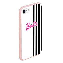 Чехол iPhone 7/8 матовый Барби - белый и черные полосы, цвет: 3D-светло-розовый — фото 2