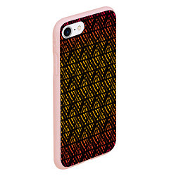 Чехол iPhone 7/8 матовый Жёлтые ромбы на чёрном фоне, цвет: 3D-светло-розовый — фото 2