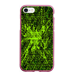 Чехол iPhone 7/8 матовый Зелёная глитч инфекция, цвет: 3D-малиновый