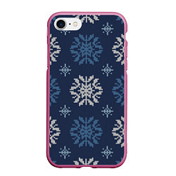 Чехол iPhone 7/8 матовый Снежинки спицами - узоры зимы, цвет: 3D-малиновый