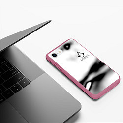 Чехол iPhone 7/8 матовый Assassins Creed logo texture, цвет: 3D-малиновый — фото 2