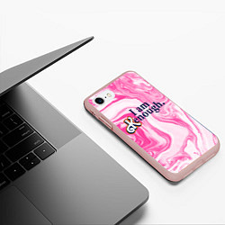 Чехол iPhone 7/8 матовый I am kenough - розовые разводы краски, цвет: 3D-светло-розовый — фото 2