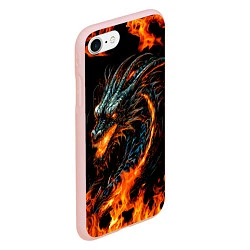 Чехол iPhone 7/8 матовый Свирепый огненный дракон 2024, цвет: 3D-светло-розовый — фото 2