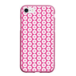 Чехол iPhone 7/8 матовый Цветочный розовый паттерн, цвет: 3D-малиновый