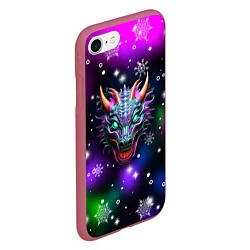 Чехол iPhone 7/8 матовый Неновый дракон, цвет: 3D-малиновый — фото 2