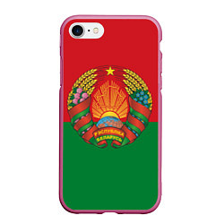 Чехол iPhone 7/8 матовый Республика Беларусь, цвет: 3D-малиновый