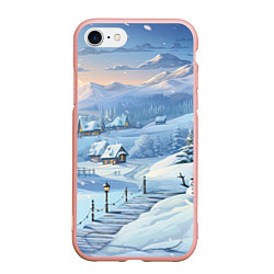 Чехол iPhone 7/8 матовый Новогодний дворик со снеговиком