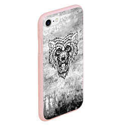 Чехол iPhone 7/8 матовый Texture - Злой волк, цвет: 3D-светло-розовый — фото 2