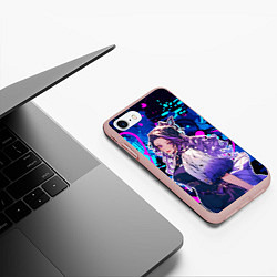Чехол iPhone 7/8 матовый Шинобу Кочо и граффити, цвет: 3D-светло-розовый — фото 2