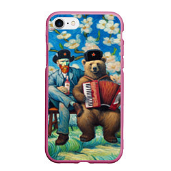 Чехол iPhone 7/8 матовый Русский медведь Винсента Ван Гога, цвет: 3D-малиновый