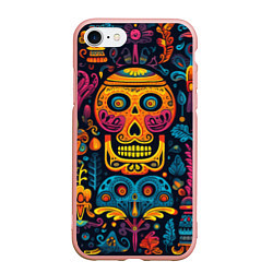 Чехол iPhone 7/8 матовый Узор в мексиканском стиле, цвет: 3D-светло-розовый
